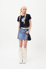 ウィッティバニートムボーイクロップTシャツ / WITTY BUNNY TOMBOY CROP T-SHIRT [NAVY]