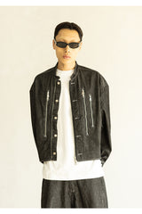 HIGH NECK BIKER DENIM MFHJK003-BK