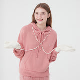 スモールチェリーショットニットフーディー／SMALL CHERRY SHORT KNIT HOODIE [PINK]