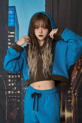 ラインクロップフーディー / LINE CROP HOODIE (BLUE)