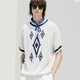 ナバジョパターンリンガーハーフニット / NAVAJO PATTERN RINGER HALF KNIT CREAM