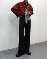 MO マーベルスカーフアイレットシャツ / MO Marvel Scarf Eyelet Shirt (3 colors)
