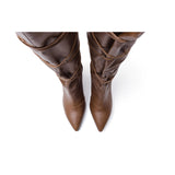 Wide Long Boots Heel(Brown)
