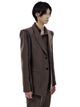 LEATHER LINE TAILORED JACKET (BROWN) (6654718804086)