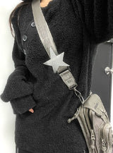 Diagonal Button Loose Fit Bookle Knitwear