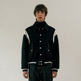 WOOL BLENDED VARSITY PADDING JACKET (NAVY) (6627481419894)