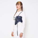 レザーツイストベスト/Leather Twist Vest _ Navy