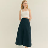 コットンプリーツAラインスカート / Cotton Pleats A-Line Long Skirt (Black)