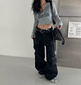 Star cropped mini hoodie zip-up