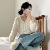 [3color] FLUID BALLOON V-NECK CARDIGAN