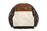 ビーガンレザーバーシティジャケット/VEGAN LEATHER VARSITY JACKET_BROWN