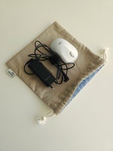 Two tone string pouch - beige L