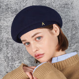 Stud Logo Wool Beret Navy