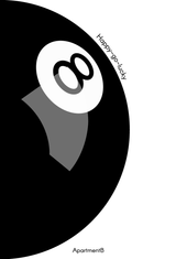 Black and white interior postcards_Lucky 8 ball (6682578419830)