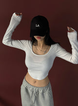 Deep U-neck Napping Cropped T-shirt