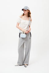 チェリーレーススクエアネックブラウス / CHERRY LACE SQUARE NECK BLOUSE [WHITE]