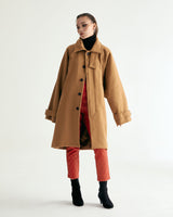UNISEX WOOL RAGLAN HIDDEN COAT W - TWILL CAMEL (6636060835958)