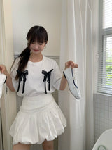Balletcore Ribbon Loose Fit Short Sleeve Tee