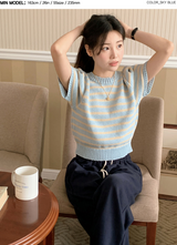 2WAYボーダーニット半袖カーディガン (3color)