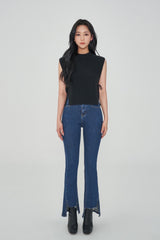ハイウェストセミブーツカットスパンデックスデニムパンツ/HIGH WAIST SEMI BOOTSCUT SPANDEX DENIM PANTS [6861]