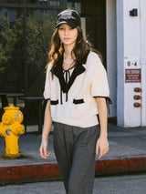 ダブルカラーケーブルニットベスト / Double collar Cable Knit Vest