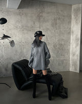 Cooking Twisted Doughnut Patterned Oversized Fit Knitwear