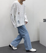 ウィステッドダメージニット/SK wisted damage knitwear (4 colors)