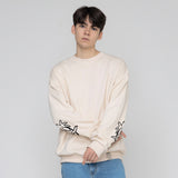 [UNISEX] エルボーツードローイングラインフラワースウェットシャツ
