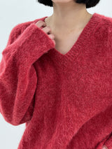 Vネックブラッシュアルパカニット/V-neck brush alpaca knit (2color)