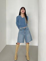 ウールVネッククロップニット/Wool V-neck Crop Knit (10color)