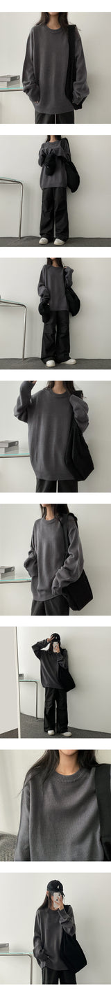 [10 Colors] Roach Big Boxy Habee Round Knitwear