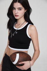 mii リブ クロップタンクトップ / mii RIBBED CROP TANK TOP BLACK