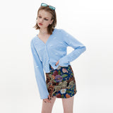 Finger Hole Ribbon Cardigan [Blue] (6612250656886)