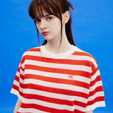 ドルフィンストライプハーフスリーブニット/Dolphin stripe half sleeve knit