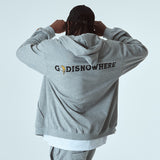 オーバーフィットプリンティングフードジップアップ/OVERFIT PRINTING HOOD ZIP-UP-MELANGE GREY