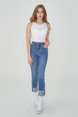CLASS:y ストレートフィットロールアップハイスパンデックスジーンズ/CLASS:y STRAIGHT FIT ROLL UP HIGH SPANDEX JEAN [6865]