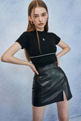HIDE Piping Crop Top (1/2) (Black) (6570966876278)