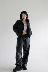 レザーストリングワイドパンツ/Leather String Wide Pants (2color)