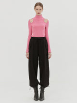WOOL WIDE STRING PANT - BLACK (6642703663222)
