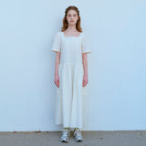スクエアネックポケットドレス / SQUARE NECK POCKET DRESS, CREAM