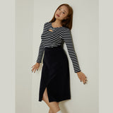 アンバーストライプTシャツ / Amber stripes T-shirts (navy)