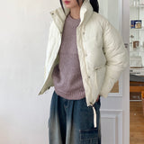 Sizen zipper pocket collar short padded coat