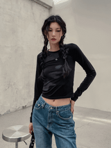 フェイス捺染セミクロップTシャツ