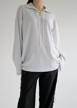 ワッフルアイレットカラーTシャツ/Waffle Eyelet Collar T-shirt (2color)