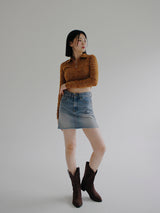 ビーフカラージップアップTシャツ / Beef collar zip-up T-shirt (4color)