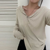 [Bellide made] Chalang snap ribbed T-shirt