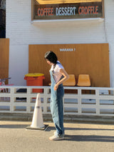 フレンチワイドデニムオーバーオールサスペンダージャンプスーツ / French wide denim overalls suspenders jumpsuit