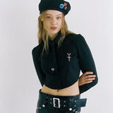 0 1 necktie crop shirt - BLACK (6681198493814)