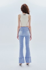 ウェーブブーツカットパンツ / wave bootscut pants_sky