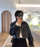 フレンチ レザー クロップジャケット / MO French Leather Cropped Jacket (2 colors)